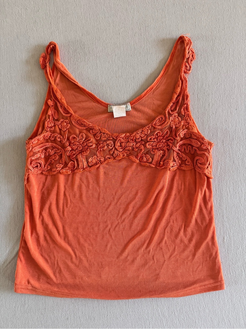 Vintage 1990s Orange Embroidered Tank Top